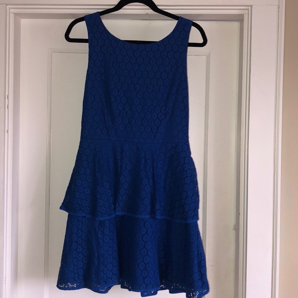 Royal Blue Lace Tiered Dress